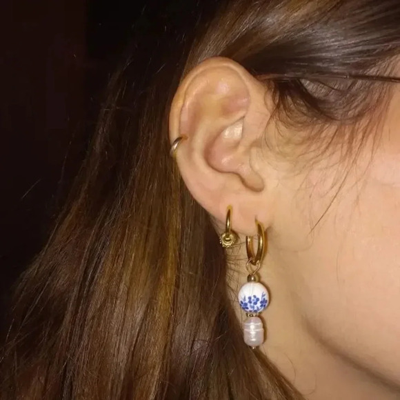 Ceramic Teapot Mismatched Hoop Earrings - Picture 13 of 13